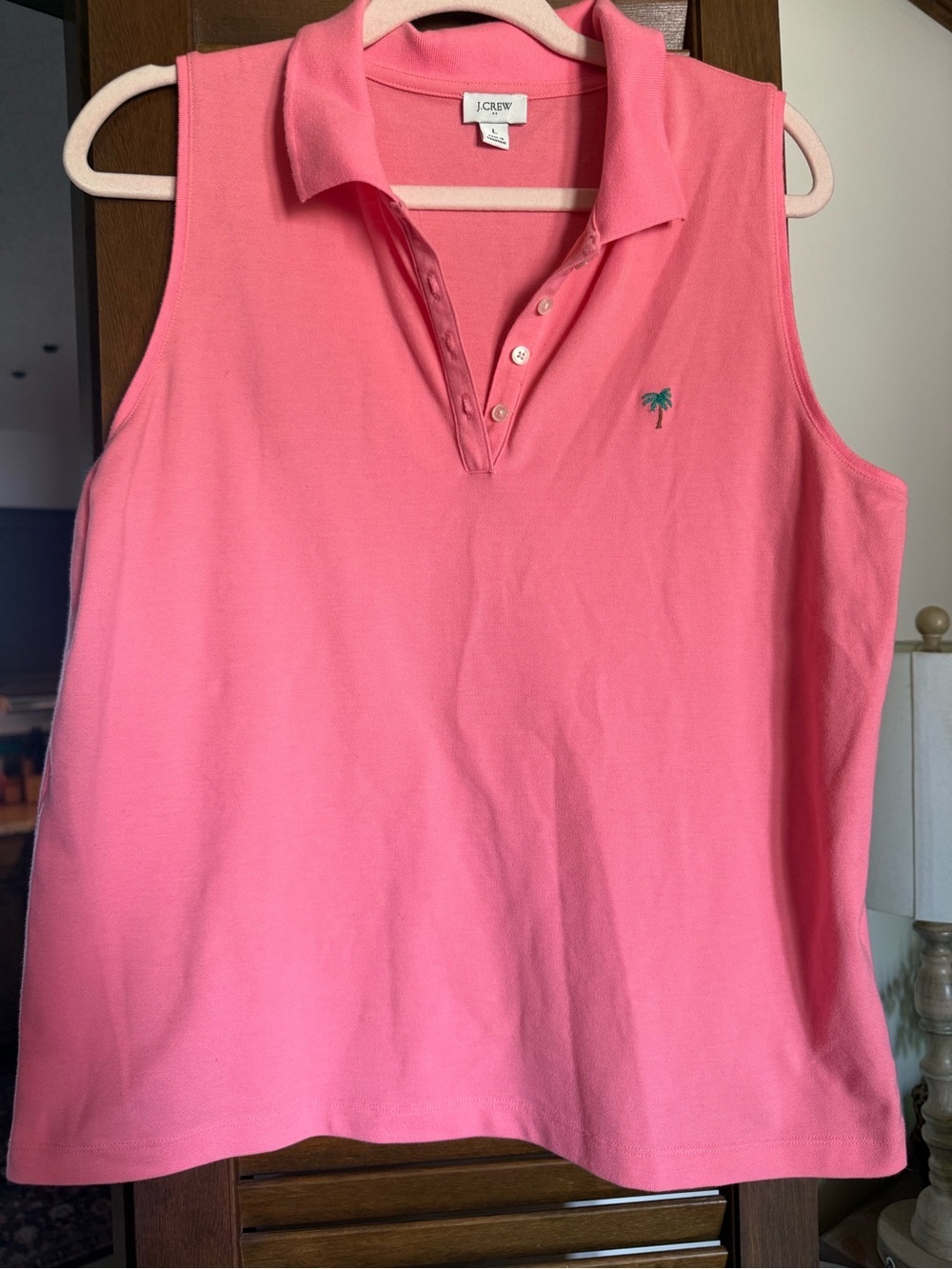 J. Crew Factory sleeveless polo pink large EUC